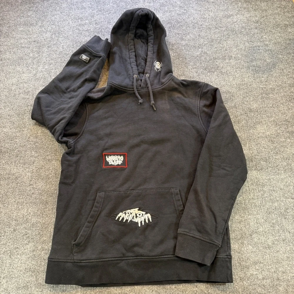 Lurking Class by Sketchy Tank Mens Black Multi Patch Skull Snake Hoodie Medium